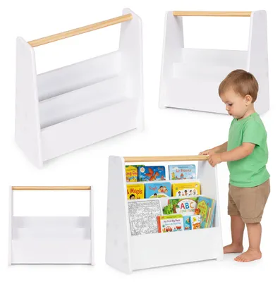 Obrázek produktu pro Dětská knihovnička Montessori regál na knihy organizér 2 úrovně bílý ECOTOYS