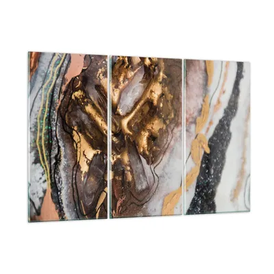 Produktbild von Bilder auf glas - 3 Teile - Abstraktion Marmor Textur - 105x70cm - Glasbilder - Wandbilder - Bilder - zum Aufhängen bereit - Wanddekoration aus Glas - Glas Bilder - Wandbild auf Glas - GCE105x70-4549