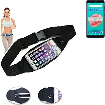 Produktbild von K-S-Trade Jogging-Armband kompatibel mit ZTE Blade A3Y Gürteltasche Umhängetasche Bauchtasche schwarz Sport Running Jogging Fitness Laufen Exercise