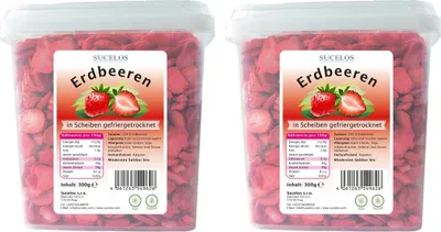 Produktbild von Sucelos Gefriergetrocknete Erdbeeren 2x 300 g – gefriergetrocknete Früchte