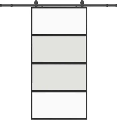 Image de vidaXL Porte coulissante avec ferrure noire 102,5x205 cm verre trempé