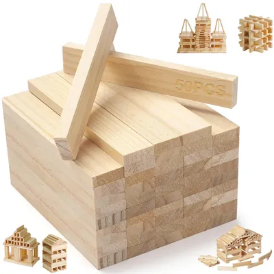 Holzleisten zum Basteln, 50 Stück, 16 x 2,2 x 0,8 cm, unbehandelt