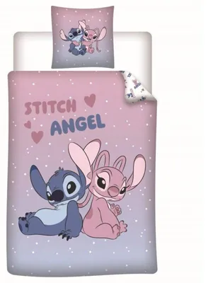 Produktbild von Lilo & Stitch Bettbezug, Angel Hartjes – 140 x 200 cm – 65 x 65 cm – Polybaumwolle