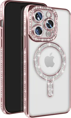 Immagine prodotto di Avizar, custodia diamantata per iPhone 14 Pro MagSafe, contorno strass, rosa