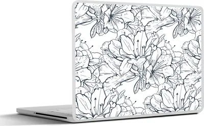 Produktbild von MuchoWow® Laptop Aufkleber Sticker Cover Blumen - Muster - Linie 30x21 cm - Sticker für Laptop - Selbstklebend