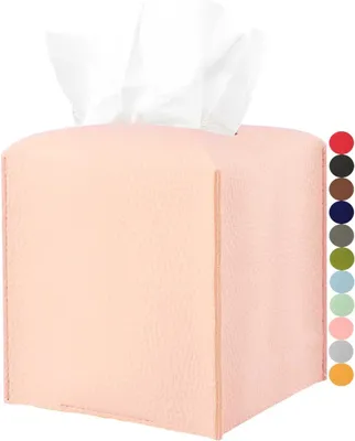 Produktbild von Rosa Leder-Taschentuchbox mit Bodenband