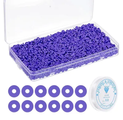 Immagine prodotto di Set di 4000 perline lilla piatte rotonde Heishi da 6 mm per la creazione di gioielli