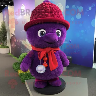 Immagine prodotto di Personaggio del costume della mascotte REDBROKOLY del lampone viola vestito con un copricostume e berretti