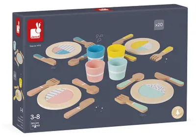 Produktbild von Janod Holzgeschirr - Kindergeschirr für Rollenspiel und Küche