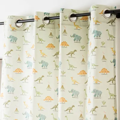 Produktbild von Vorhang Kinderzimmer mit Ösen Dinosaurier mintgrün bunt in 245cm oder Wunschlänge von SCHÖNER LEBEN.