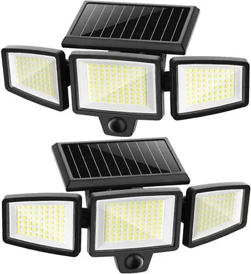 Immagine prodotto di Lampada da parete a energia solare con sensore di movimento - 210 LED - IP65 - 2 pezzi - Nero