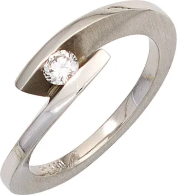 Produktbild von JOBO Damen Ring 950 Platin teilmattiert 1 Diamant Brillant 0,15ct. Platinring Größe 60