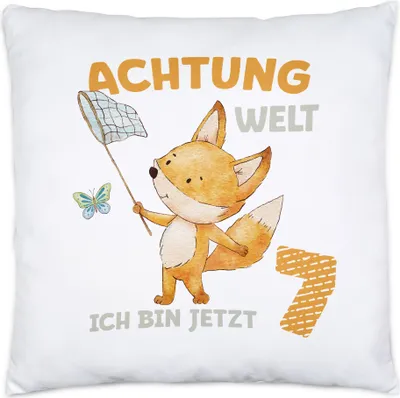 Produktbild von Achtung Welt Ich Bin Jetzt Sieben Kissen 7. Geburtstag 7 Jahre  Geburtstagskind Herzlichen Glückwunsch Feiern