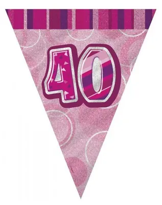 Produktbild von 40. Geburtstag | Wimpelkette pink
