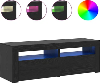 Productafbeelding van vidaXL TV-kast met LED-verlichting, zwart, eikenlook, 120x35x40 cm