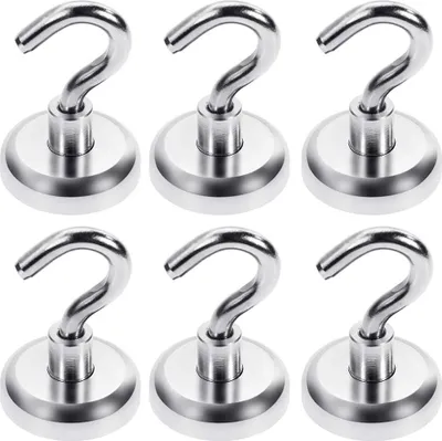 Produktbild von Magnethaken Haftkraft 34kg Neodym Magnet Hacken Magnethaken Extra Stark 6 Stücke