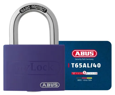 Zdjęcie produktu dla ABUS T65AL/40, Kłódka konwencjonalna, Blokada kluczem, Keyed różniący, Fioletowy, Aluminium, Stal hartowana
