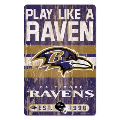 Produktbild von NFL Baltimore Ravens Slogan Wood Sign Holzschild Holz 43x28cm Play Like a Raven