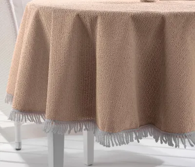 Produktbild von Weichschaum wetterfest für Garten Balkon Terrasse mit Fransen,Beige, (Eckig180x130cm)