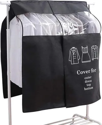 Productafbeelding van Famanu kledinghoes, 90 x 110 cm, zwart - Stofdicht en ademend, geschikt voor kledingroedes