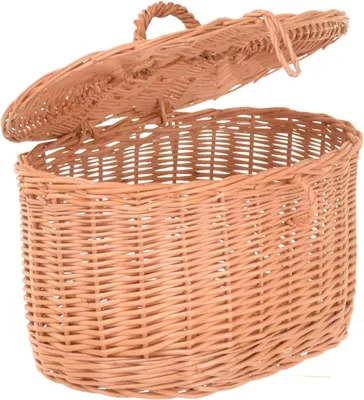 Image de Panier cosmétique en osier avec couvercle – Panier de rangement en osier naturel, panier cosmétique 26 × 18 × 16 cm