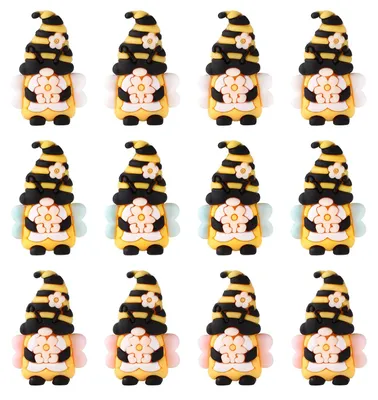 12 Mini Gnome Figuren, Frühlings-Bienen-Deko, 3,5x2x1,5 cm