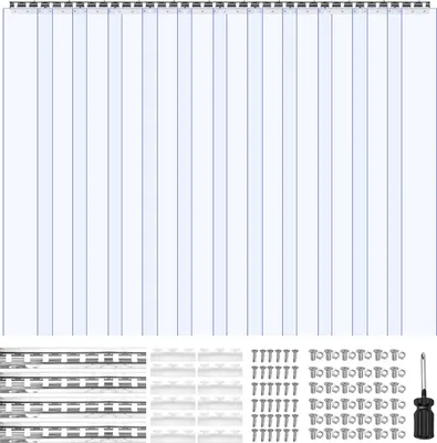 Productafbeelding van VEVOR PVC-strip gordijn, 1830x2134 mm, 2 mm dik, set van 12 lamellen, temperatuurbereik -20 tot 60°C, transparante, gladde kunststof strip gordijnen voor opslagruimtes, vriezers en garage deuren