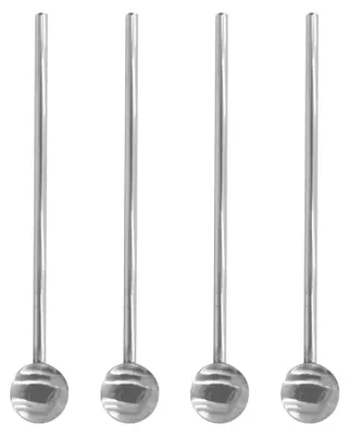 Edelstahl-Löffelhalme 19 cm, 4 Stück, wiederverwendbar für Cocktails