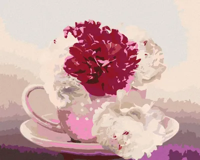 Immagine prodotto di Zuty - Dipingere con i numeri - CAFFÈ CON FIORI, 40x50 cm, tela tesa su telaio