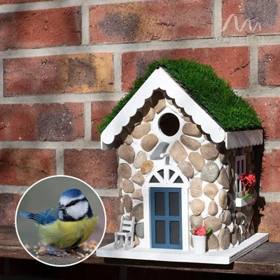 Produktbild von Vogelhaus Steinhaus Dekorativ - Vogelhaus zum Aufhängen für Garten Balkon Terrasse Vogelhaus