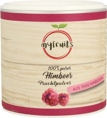 Produktbild von myfruits® Himbeerpulver - ohne Zusätze, zu 100% aus Himbeeren, gefriergetrocknet, Fruchtpulver für Smoothie, Shakes & Joghurt (70g)