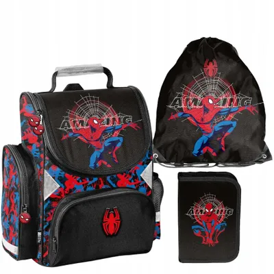 Produktbild von Schulranzen 3-tlg. Set für Mädchen & Jungen SPIDERMAN – Paso Ranzen, Mäppchen, Tasche Marvel