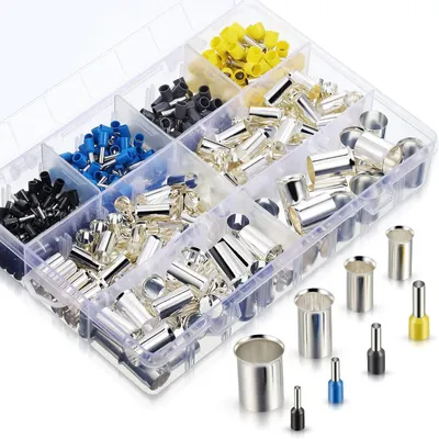 Image de Assortiment d'embouts, embouts de câbles isolés ou non isolés Duo EN-End 440pcs Terminal à sertir pour câble à broches étamées