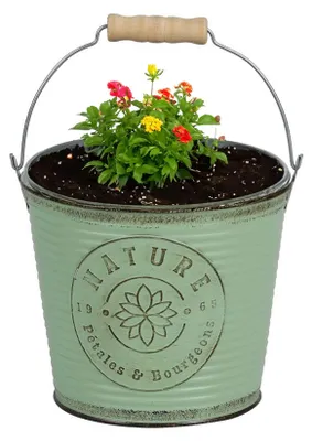 Produktbild von Sunnydays Eimer/Pflanzgefas - Zink - jadegrun - D23 x 22 cm