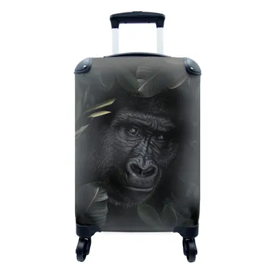 Produktbild von MuchoWow® Koffer Handgepäck Trolley Rollkoffer Kleine Reisekoffer mit 4 Rollen - Gorilla - Pflanzen - Dschungel - Cabin Size < 55x40x23 cm & 55x40x20 cm - Fotokoffer - Kabinenkoffer - Boardgepäck - Reise-Box - Reisekoffer - Reisegepäck - Koffer mit Bild - Trolley für Kinder