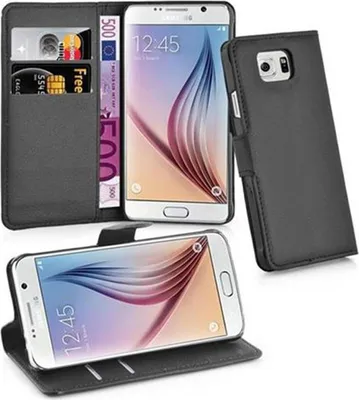 Produktbild von Cadorabo Hülle für Samsung Galaxy S6 Schutz Hülle in Schwarz Handyhülle Etui Case Cover Magnetverschluss