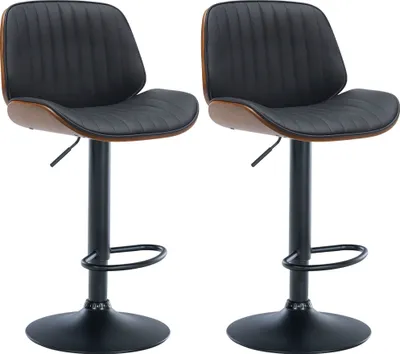 Produktbild von 2er Set Barhocker HLO-CP285 Kunstleder  walnuss/schwarz