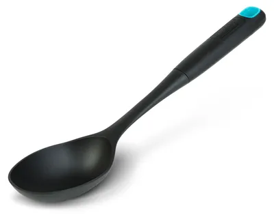 Immagine prodotto di Cucchiaio da cucina in nylon – Cucchiaio resistente al calore, ideale per servire da padelle con rivestimento antiaderente – Cucchiaio da cucina senza BPA – Cucchiaio nero per zuppe, pasta e salse – Lavabile in lavastoviglie – 32,5 cm [BS41162]