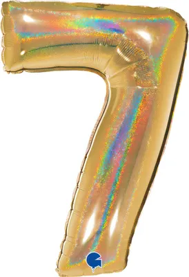 Produktbild von Riesenzahl Folienballon 40"/102cm | Holo Gold Zahl: 7