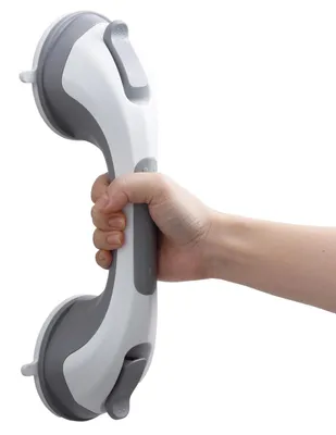 Zdjęcie produktu dla Poręcz łazienkowa przyssawkowa - 31 cm - 110 kg - Szara - Uchwyt prysznicowy dla seniorów i osób starszych