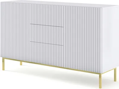 Produktbild von FURNLUX Sideboard Ravenna B Weiss Und Gold 150cm / Hauptfarbe: Weiß / Abmessungen: 150 x 89 x 42 cm