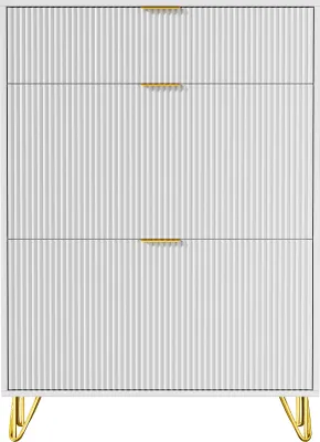 Produktbild von UnboxG Schuhschrank mit 2 Klappen, Schuhregal Schuhkipper Schmal, mit 3 Fächern, Schuhschrank Weiss, Verstellbar, Anti-Kipp-Vorrichtung für Eingangsbereich, Flur, 80 x 24 x118,5 cm