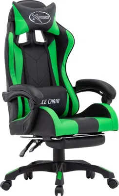 Image de Chaise de jeu avec repose-pieds Vert et noir Similicuir