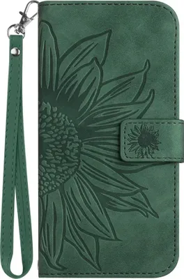 Produktbild von Samsung Galaxy A18 / A17 Hülle - Coverup Sonnenblume Klapphülle mit Schlüsselband - Grün