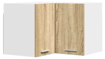 Produktbild von Eckschrank für Küche, Hängeschrank, Sonoma-Eiche und Weiß, 57 x 57 x 40 cm