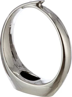 Zdjęcie produktu dla Gilde Vase, "Round", Keramik, silberfarben, VE 3, L. 5 cm, B. 17 cm, H. 20 cm 55951 4063387559512