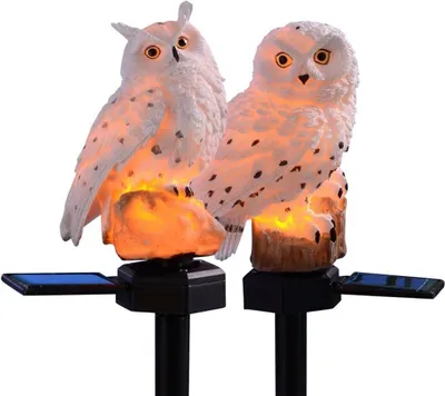 Produktbild von Solar Schneeeule Schnee Eule 2er Set 14121, Solarleuchte, Solarlampe, Gartenbeleuchtung, Gartenstecker im Eulen-Design.
