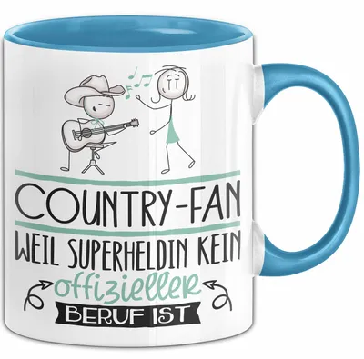 Produktbild von Country-Fan Geschenk Tasse Lustiger Spruch Country-Fan Weil Superheldin Kein Offizieller Beruf Ist Geschenkidee (Blau)