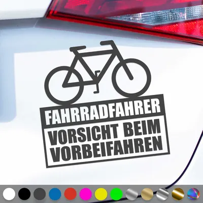 Produktbild von PantherPixel Fahrradfahrer Aufkleber Vorsicht Beim Vorbeifahren Sticker Auto Geschenkidee Farbe Dunkelgrau