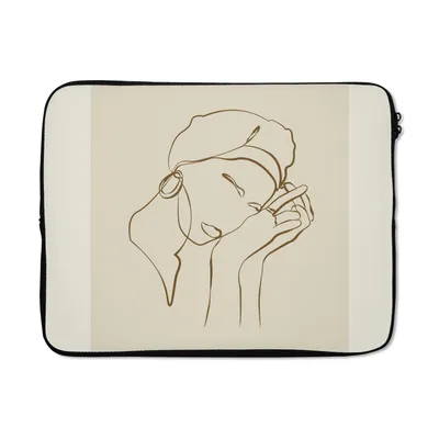 Produktbild von MuchoWow® Laptop Hülle 17 Zoll Laptoptasche Frau - Linienkunst - Zitate - Text - Zipper - Schutzabdeckung